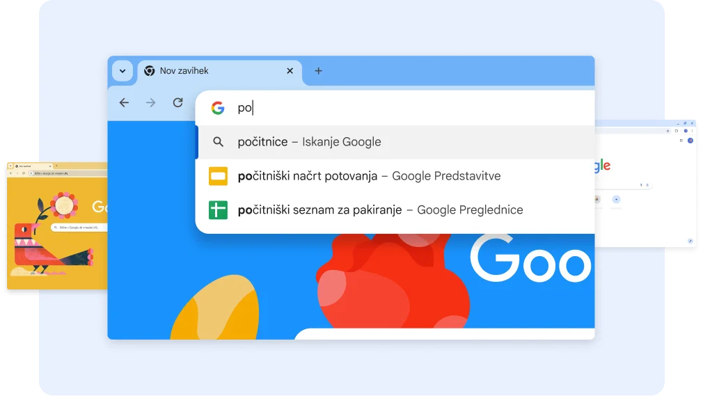 Iskanje »va« prikaže Vacation documents (počitniški dokumenti), dotik bližnjice do Preglednic pa prikaže list s počitniškim seznamom za pakiranje.