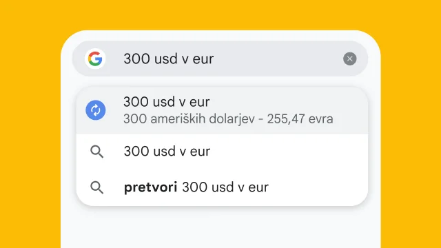 A user typed “300 usd to eur” into Chrome's address bar and it has instantly generated results.