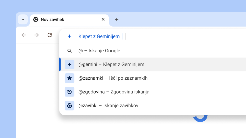 Klepetajte z Geminijem iz naslovne vrstice