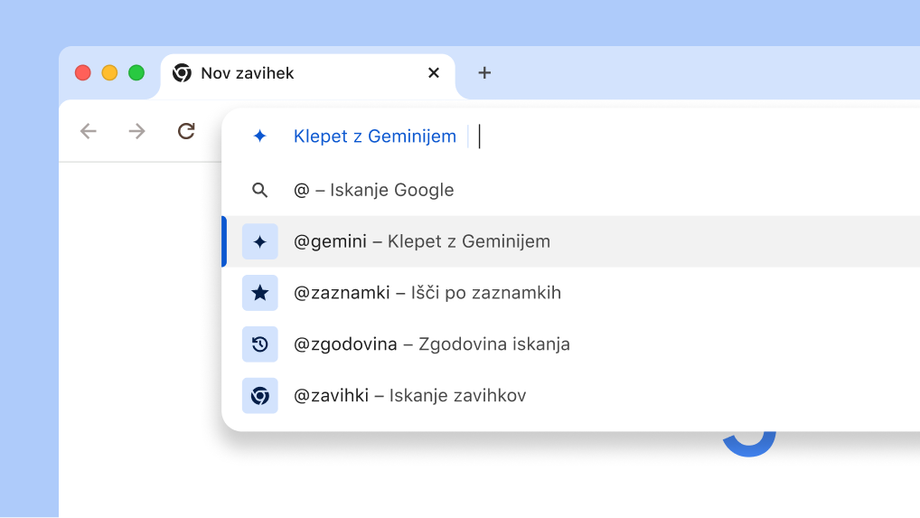 Klepetajte z Geminijem iz naslovne vrstice