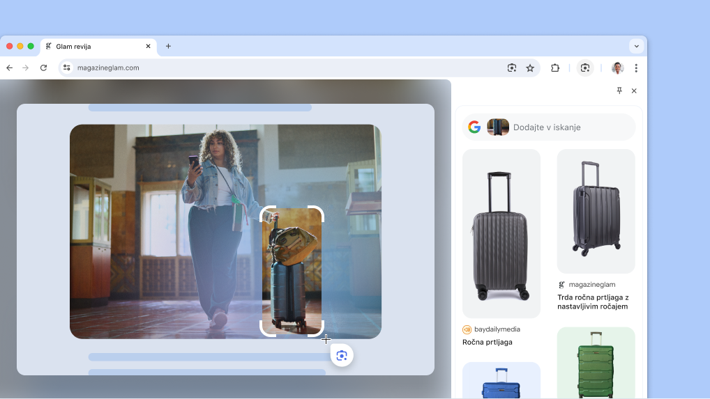 Google Lens na strani z izdelki.