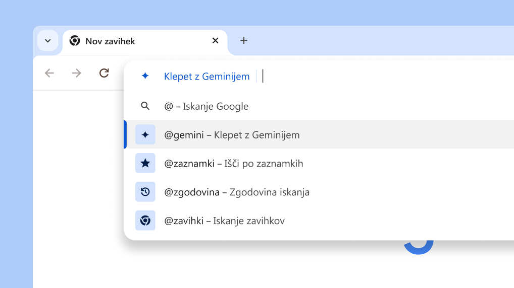 Klepetajte z Geminijem iz naslovne vrstice