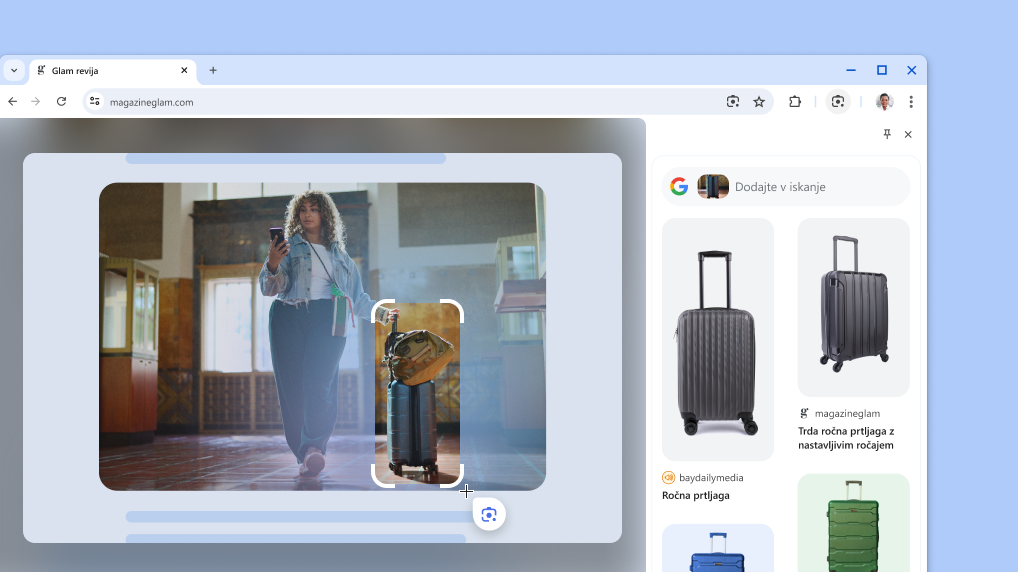 Google Lens na strani z izdelki.