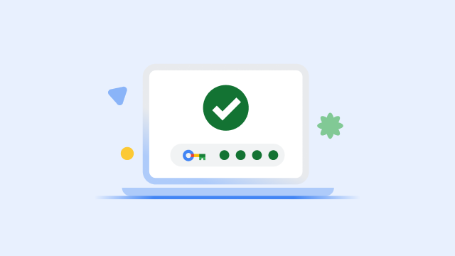 Zaslon prenosnika, ki prikazuje veliko zeleno kljukico in dokončano vrstico napredovanja varnostnega ključa.